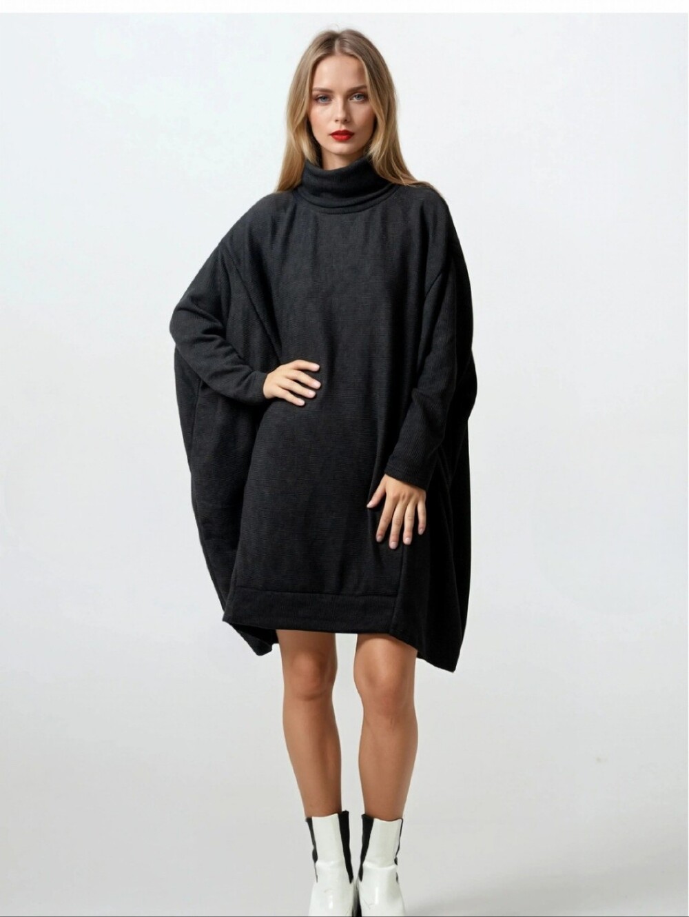 Kate Hewko Oversized Turtleneck Tunic in black One Size